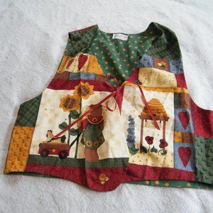 Handmade Fall Vest in Country Bears Theme Size Large